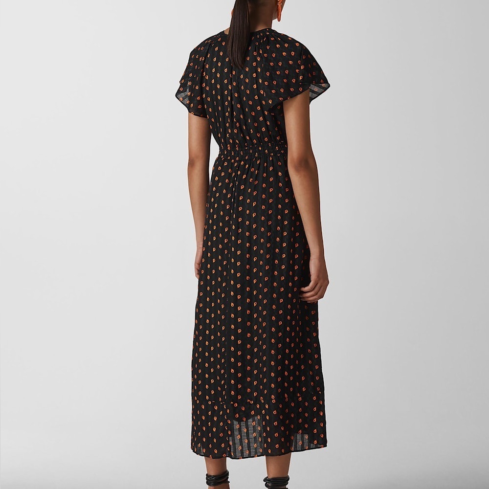 Whistles Navy Scattered Leaf Wrap‎ Midi Dress Sz 10 Workwear Preppy Dressy Party - Picture 10 of 15